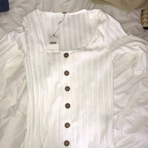 Free people white button up top!